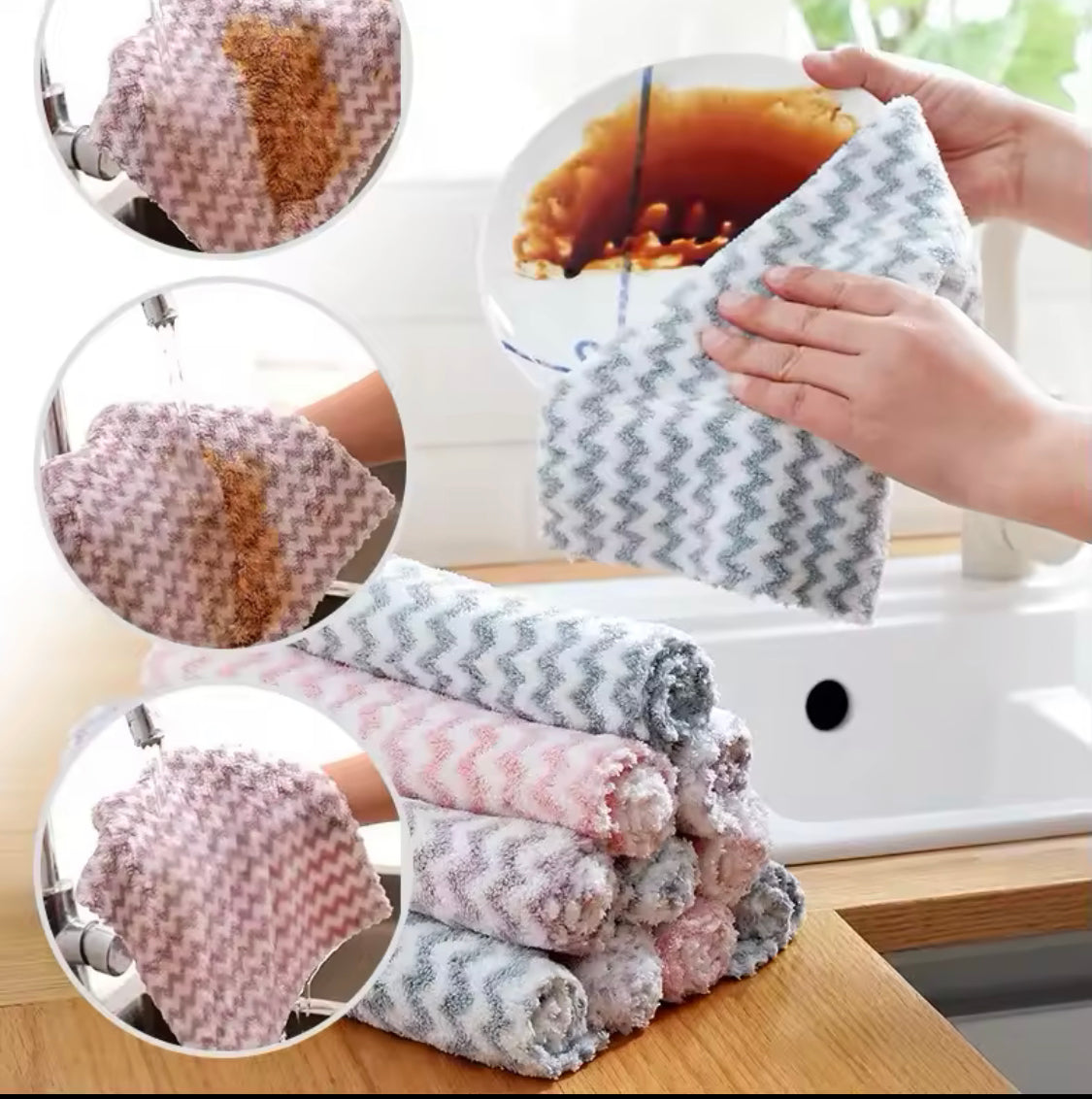 Set Of 3 Superfine Fiber Kitchen Dishwashing Cloth, Water Absorbent Cleaning Cloth, Multipurpose Household Cleaning Tools Set Of 3 Superfine Fiber Kitchen Dishwashing Cloth, Water Absorbent Cleaning Cloth, Multipurpose Household Cleaning Tools
